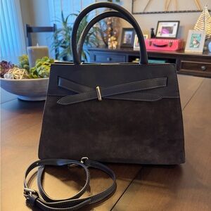 Chocolate Suede and Leather Handbag